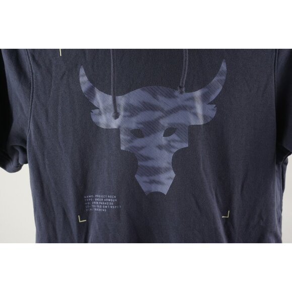 Under Armour Rock Project Big Bull Logo Mens Large Short Sleeve Terry Gym Hoodie - Picture 4 of 9